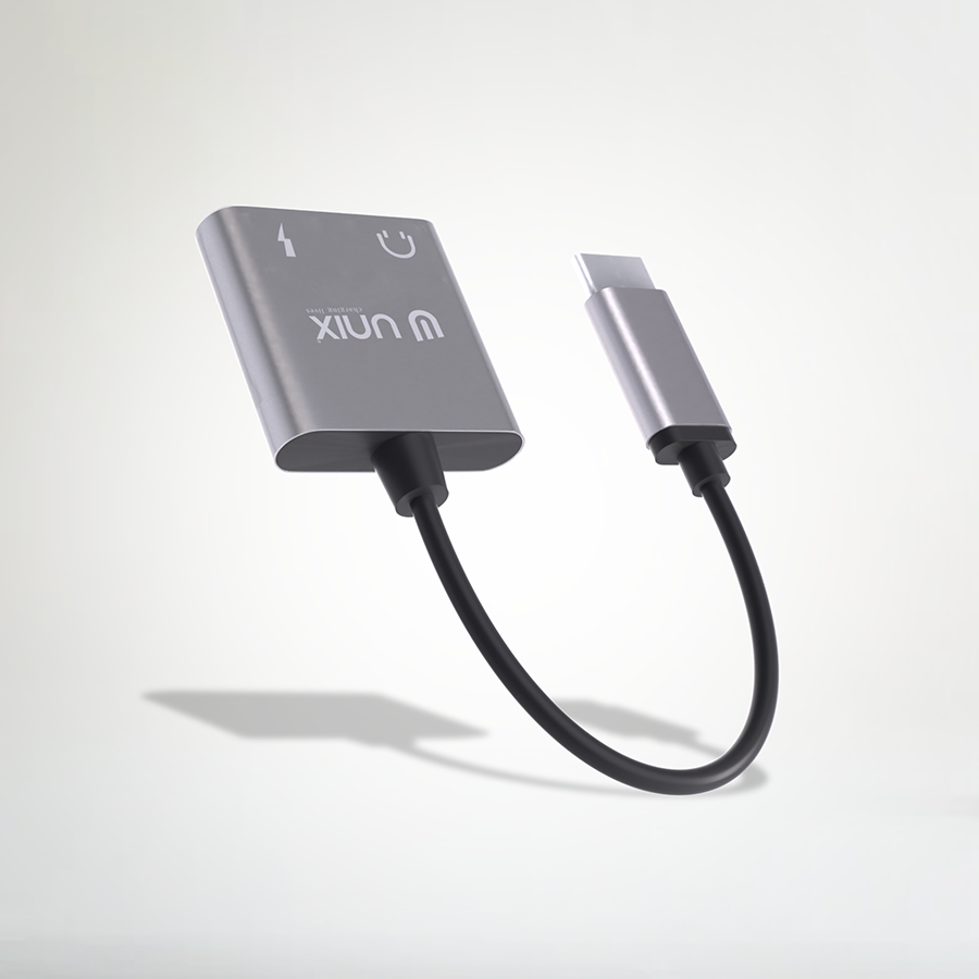 Unix UX-SC20 Wire HF/Charging Connector | 2-in-1 Type-C Aux + Charging Splitter - Unixindia.