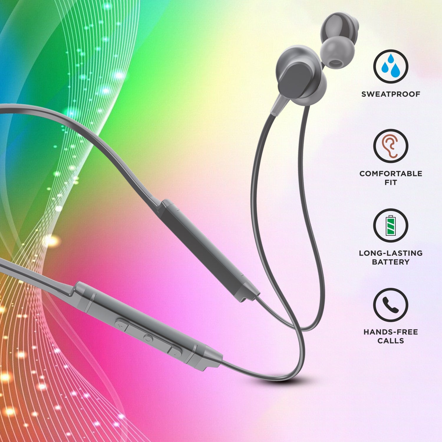 UNIX Ux-900 Springer Wireless Neckband – Up to 52 Hours Playtime, Premium Bass, Type-C Fast Charging - Unixindia.