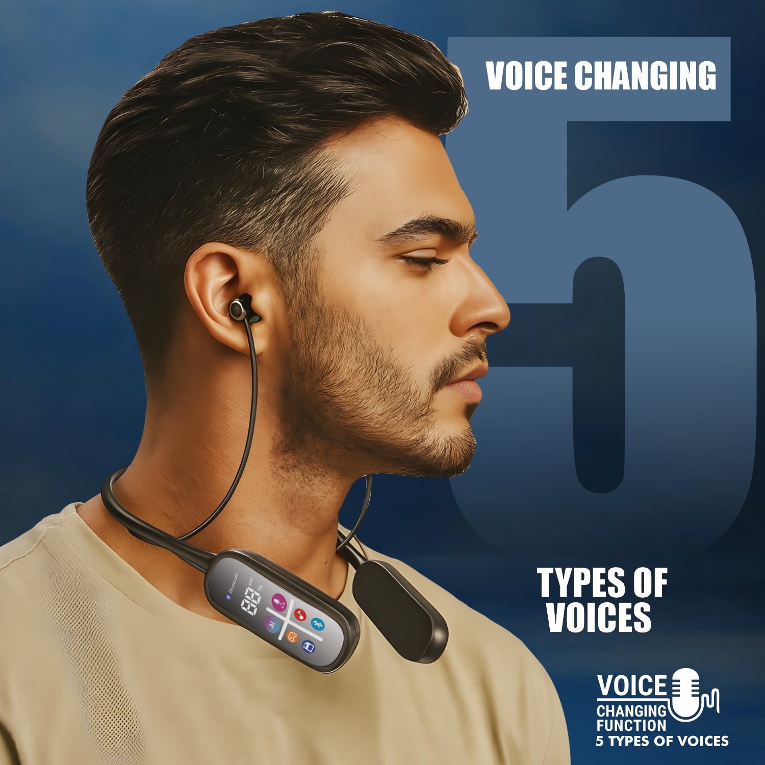 UNIX UX-480 Amor Bluetooth Neckband – Wireless Neckband with LCD Display, Voice Changer & 90 Hours Playtime