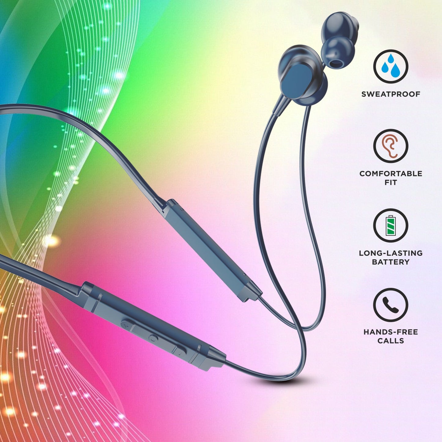 UNIX Ux-900 Springer Wireless Neckband – Up to 52 Hours Playtime, Premium Bass, Type-C Fast Charging - Unixindia.