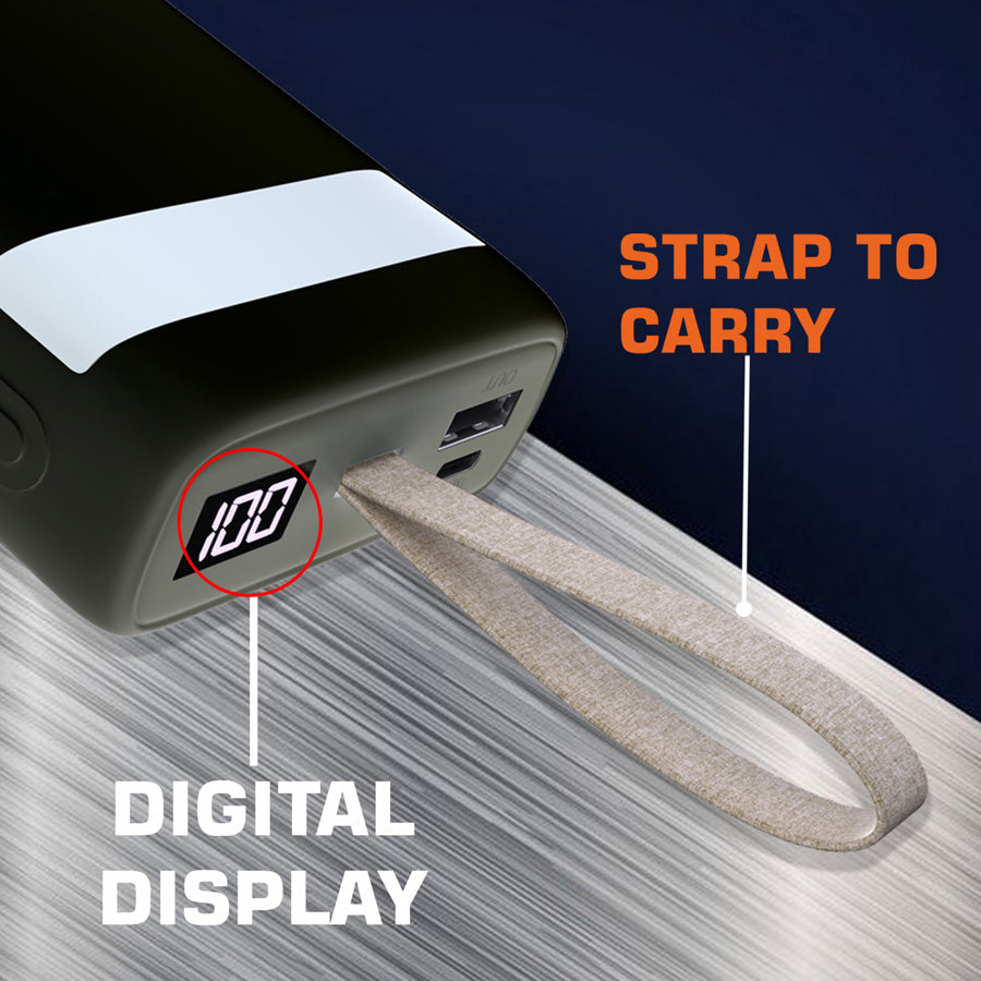 Digital Display Indicator äóñ Easy-to-read screen showing real-time battery percentage.