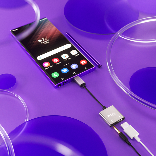 Unix UX-SC20 Wire HF/Charging Connector | 2-in-1 Type-C Aux + Charging Splitter - Unixindia.