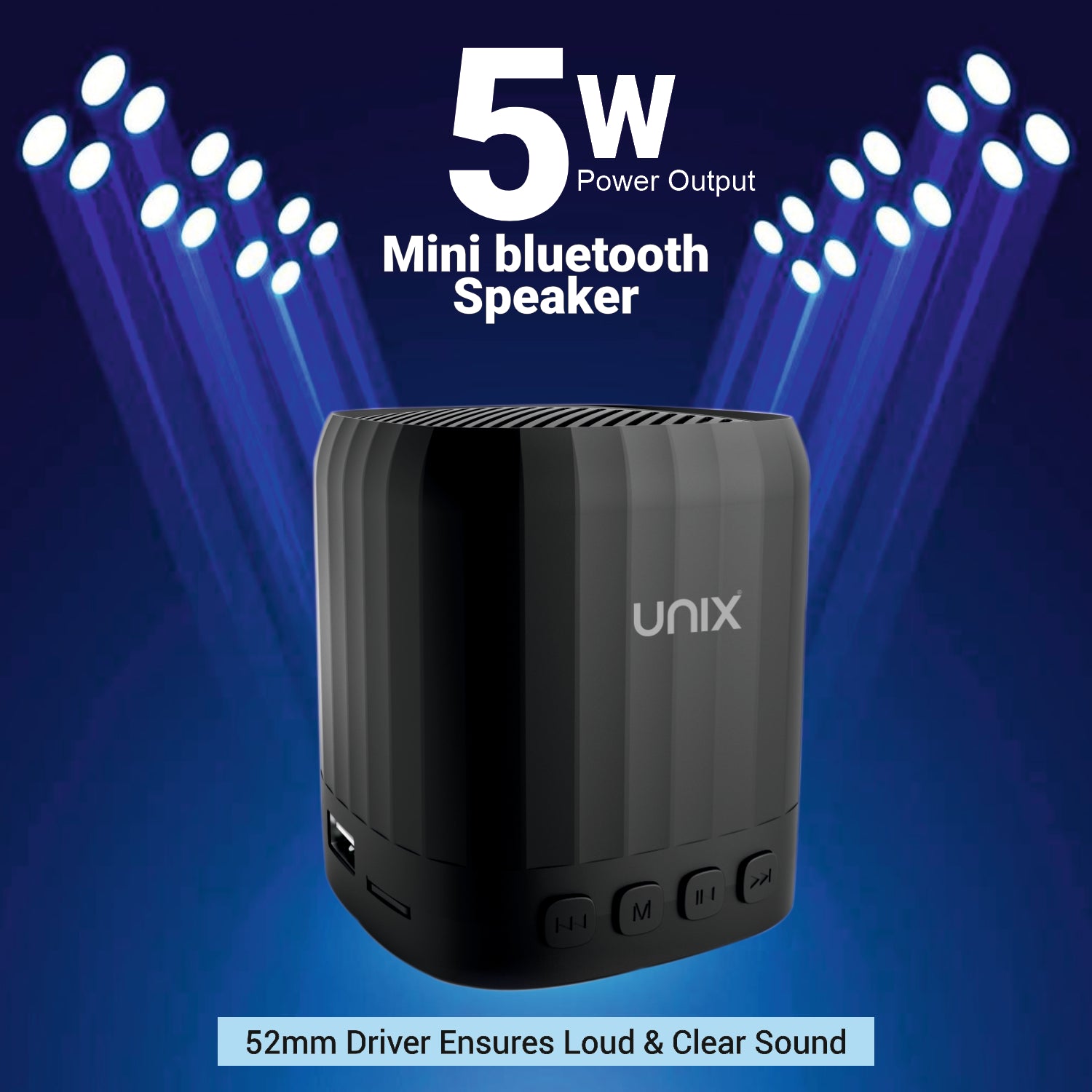 UNIX Gen-Z Mini Bluetooth Speaker äóñ Compact Design, 5W Stereo Sound - Unixindia.