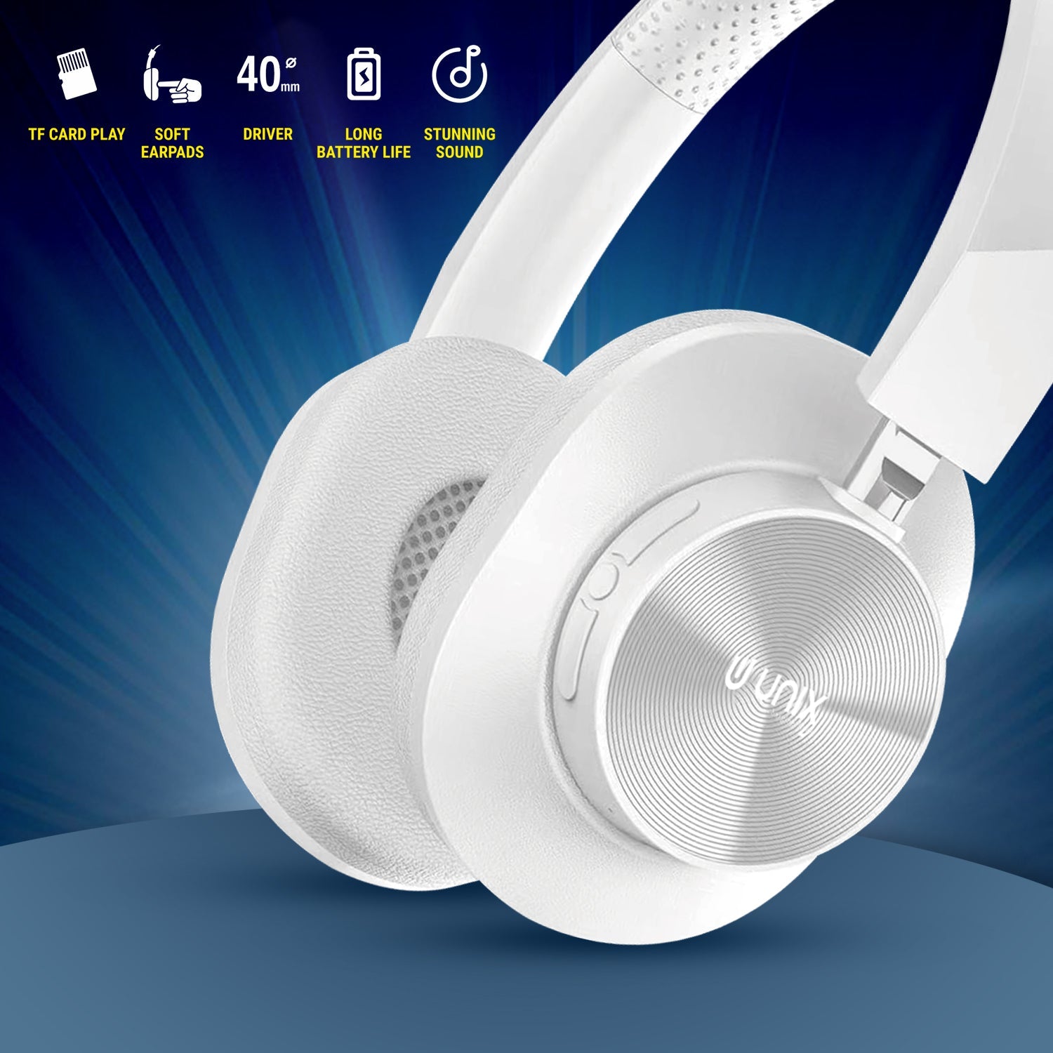 Unix UX-W100 Wireless Headphones: 36 Hours of Playtime, Type-C Charging, and Stunning Sound Quality - Unixindia.