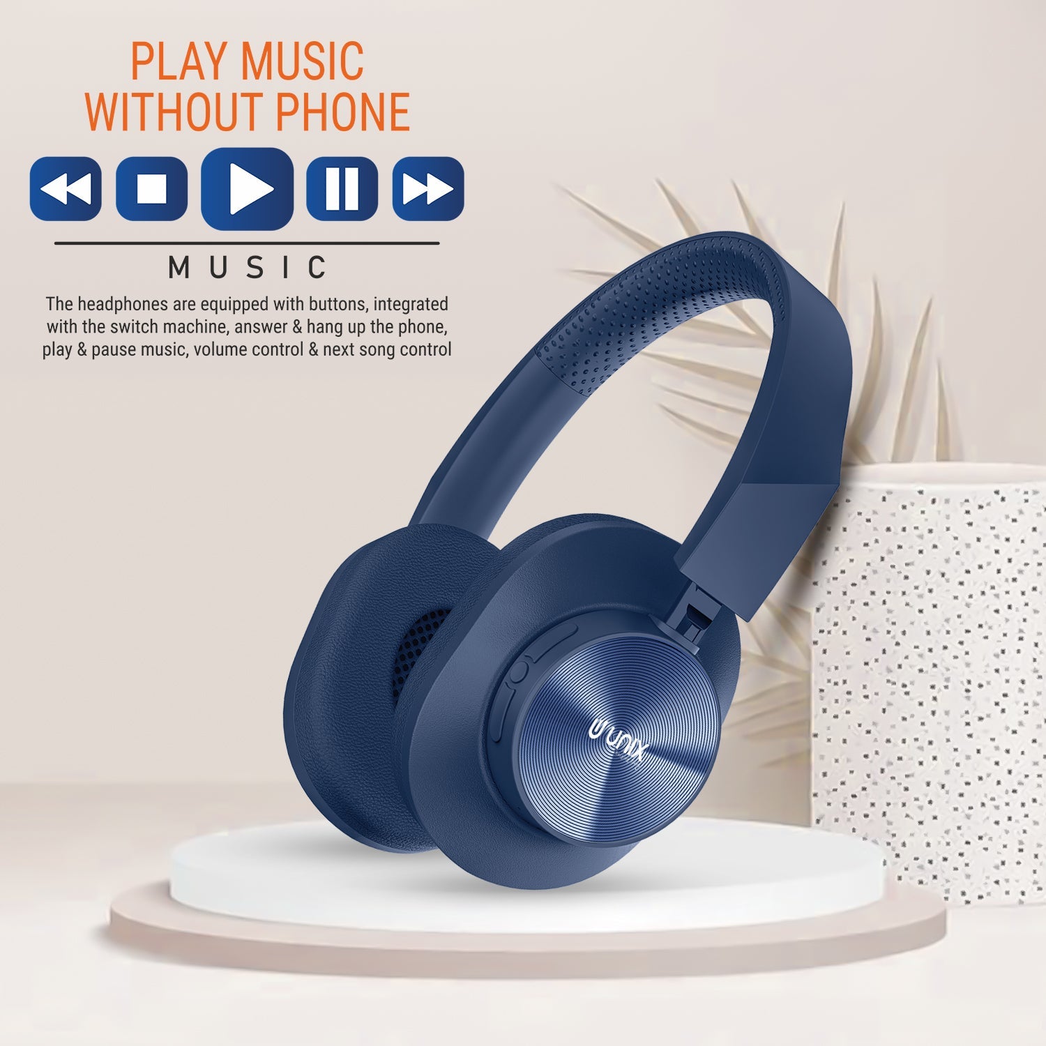 Unix UX-W100 Wireless Headphones: 36 Hours of Playtime, Type-C Charging, and Stunning Sound Quality - Unixindia.