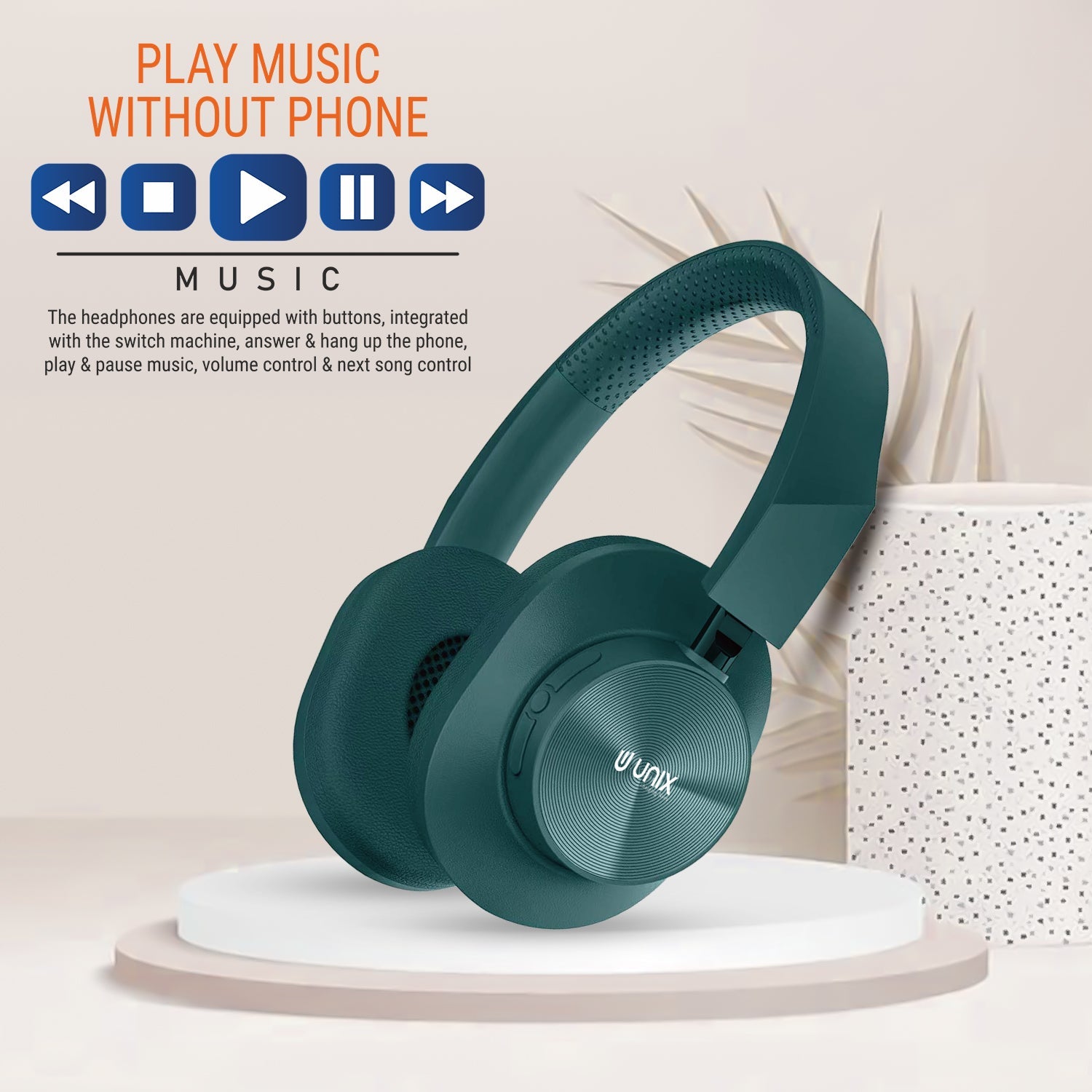 Unix UX-W100 Wireless Headphones: 36 Hours of Playtime, Type-C Charging, and Stunning Sound Quality - Unixindia.