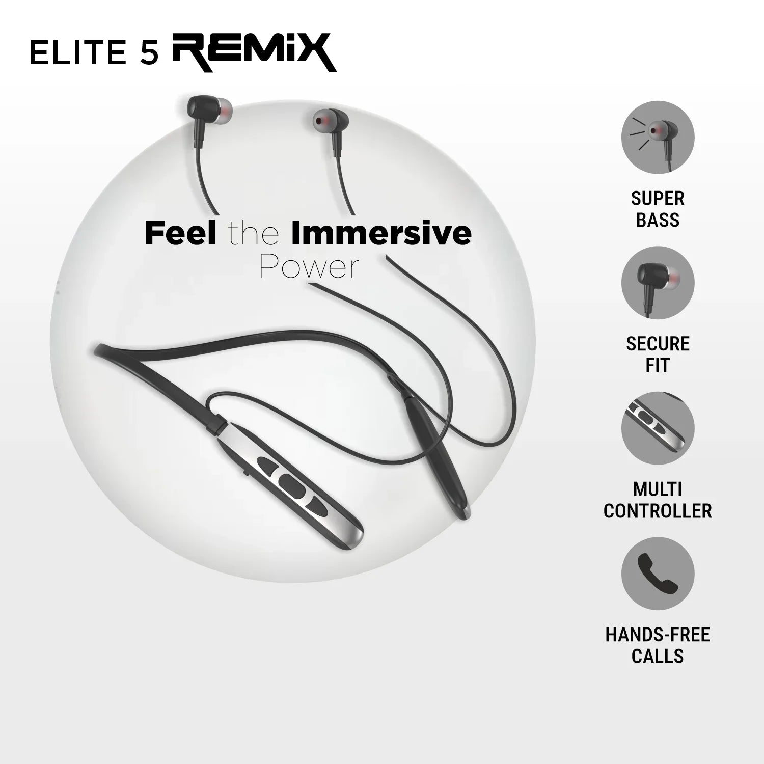 Unix Elite 5 Remix Wireless Neckband - Super Bass and Long Battery