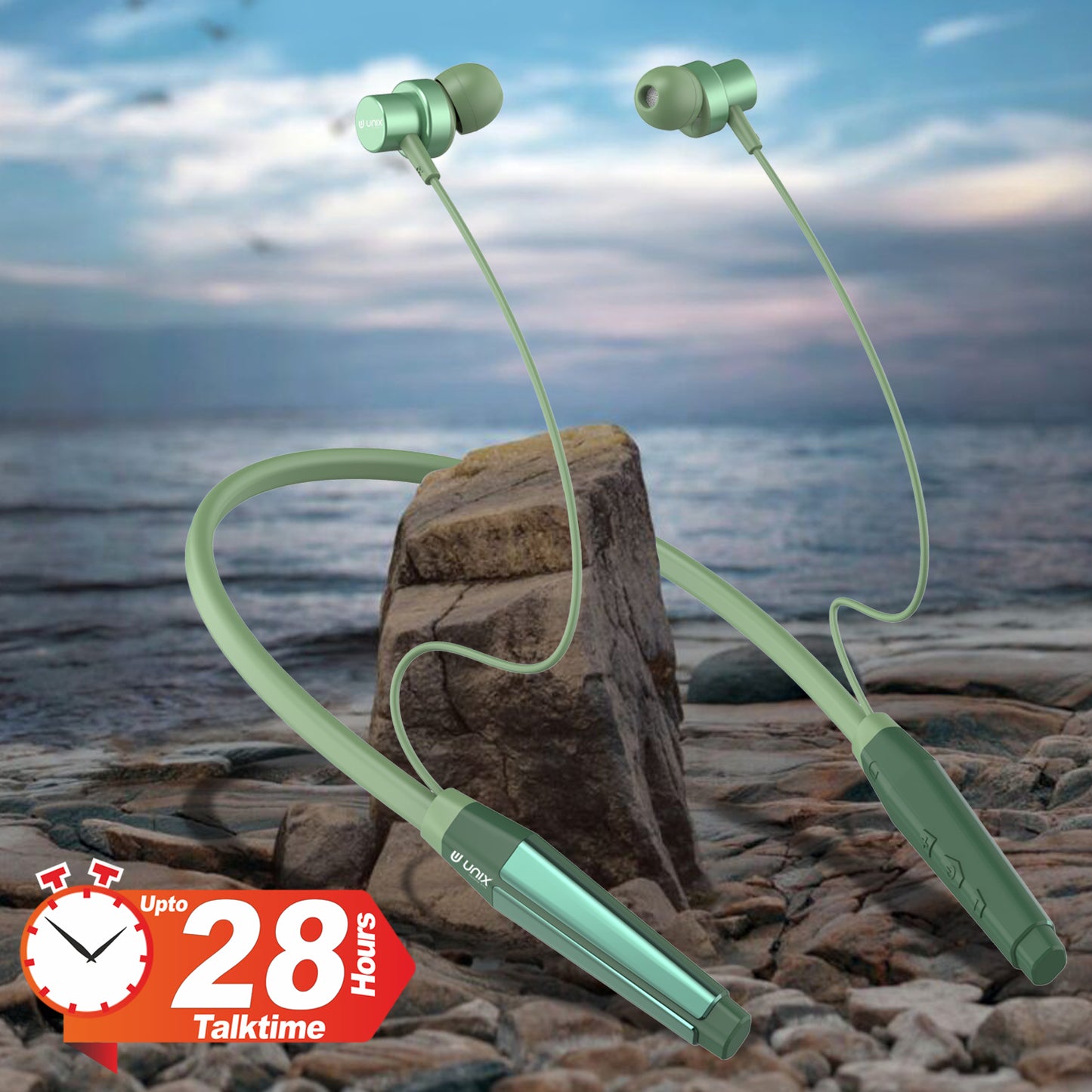 Unix HP-40 Sapphire Wireless Neckband - Long Battery Life, HD Sound, Magnetic Control - Unixindia.