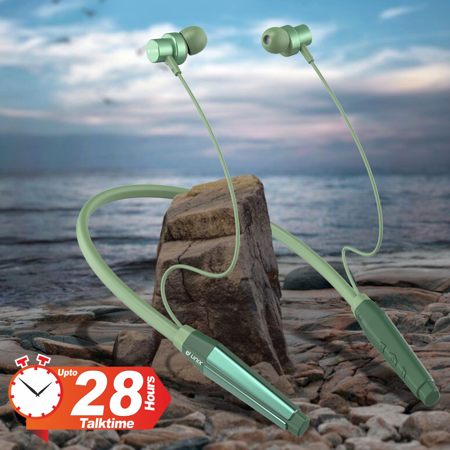 Unix HP-40 Sapphire Wireless Neckband - Long Battery Life, HD Sound, Magnetic Control - Unixindia.