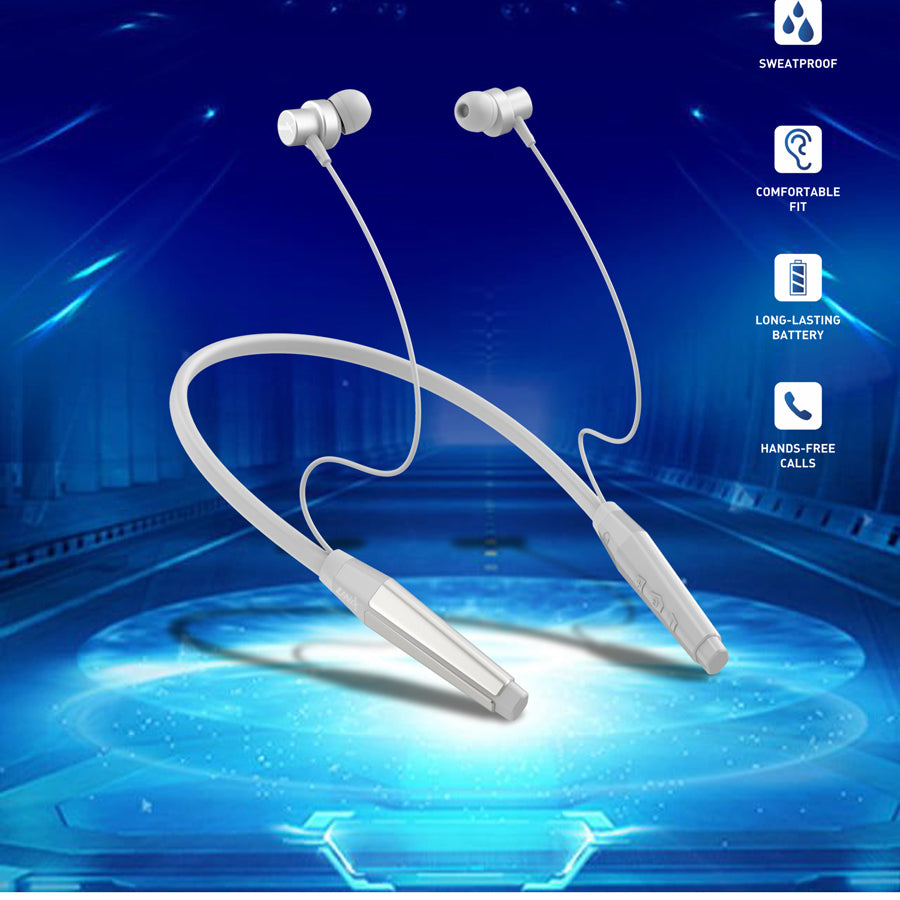 Unix HP-40 Sapphire Wireless Neckband - Long Battery Life, HD Sound, Magnetic Control Silver right