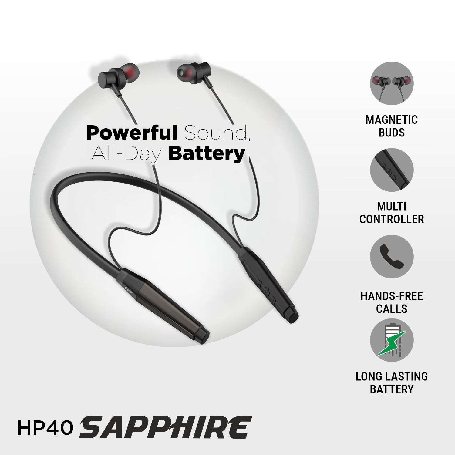 Unix HP-40 Sapphire Wireless Neckband