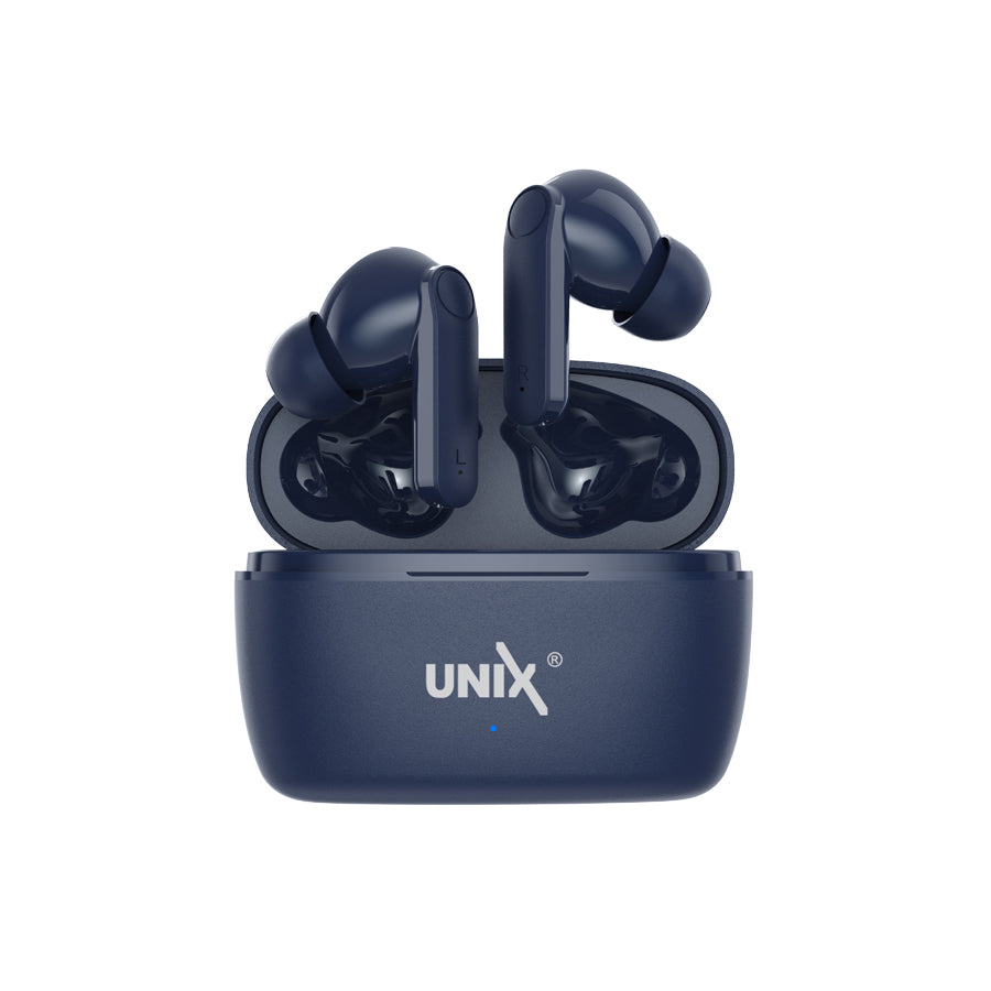 Unix UX-HP70 Fire Wireless Earbuds - Superior Sound and Advanced Control Blue