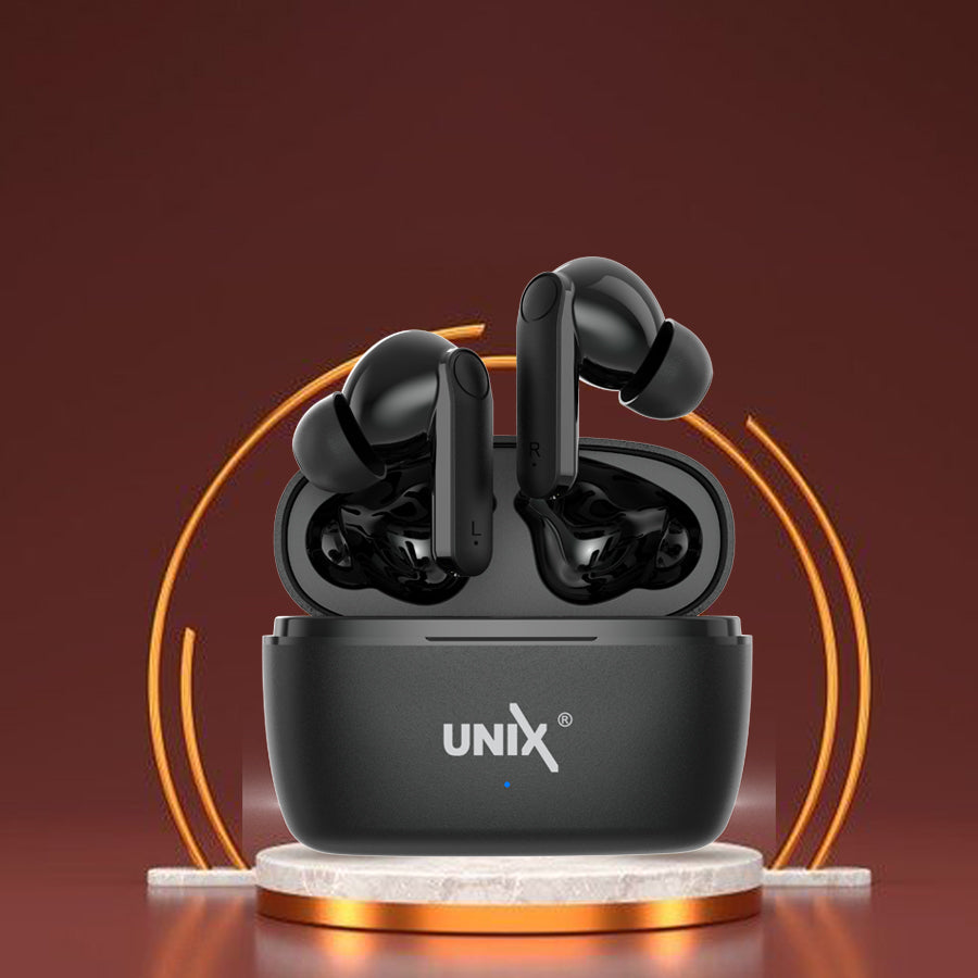 Unix UX-HP70 Fire Wireless Earbuds - Superior Sound and Advanced Control Black