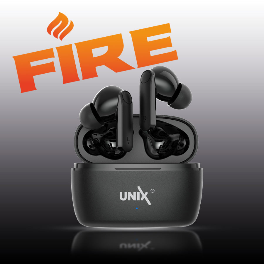 Unix UX-HP70 Fire Wireless Earbuds - Superior Sound and Advanced Control Black full