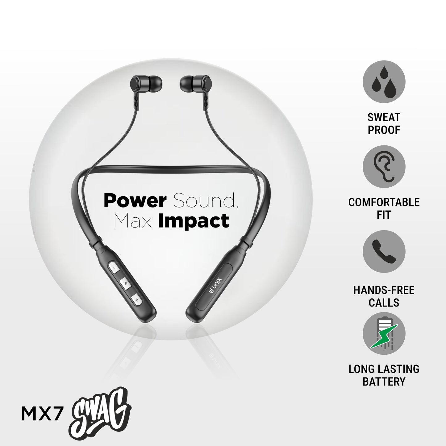 Unix UX-MX7 Swag Best Wireless Neckband