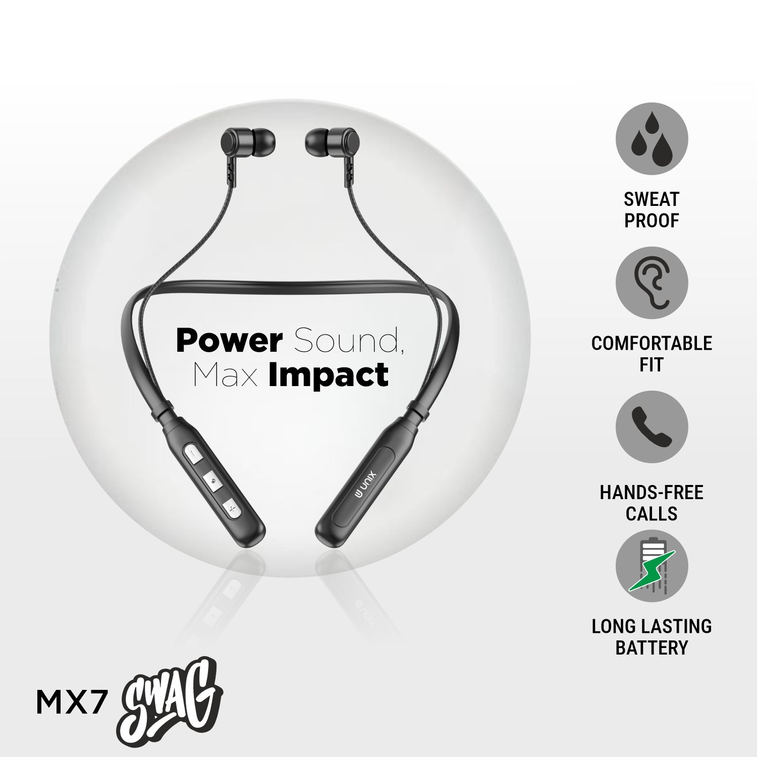 Unix UX-MX7 Swag Best Wireless Neckband