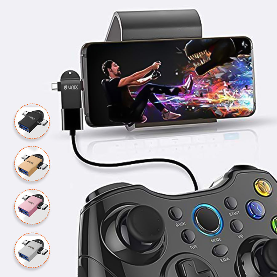 Unix UX-OT77 3 In 1 V8 / Type-C Metal OTG - Versatile Connectivity for Multiple Ports - Unixindia.