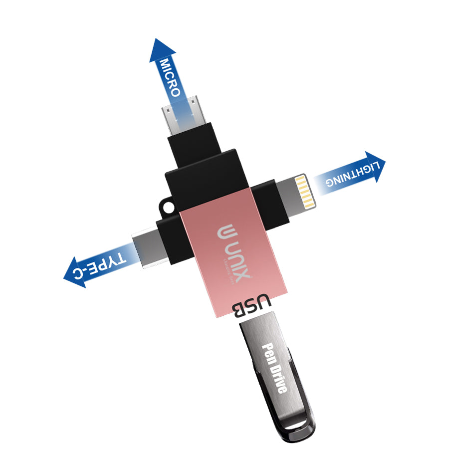 Unix UX-OT99 3 in 1 Metal OTG - Connect V8, Type-C, and Lightning