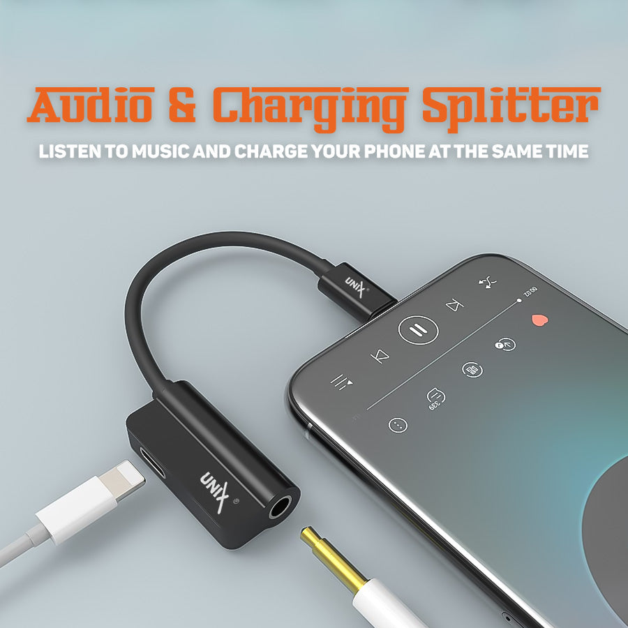 Unix UX-OT i15 OTG for iPhone | 2-in-1 Lightning Audio Plus Charging Splitter back