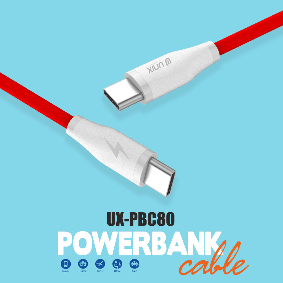Unix UX-PBC80 Type-C to C PD Power Bank Data Cable - Unixindia.