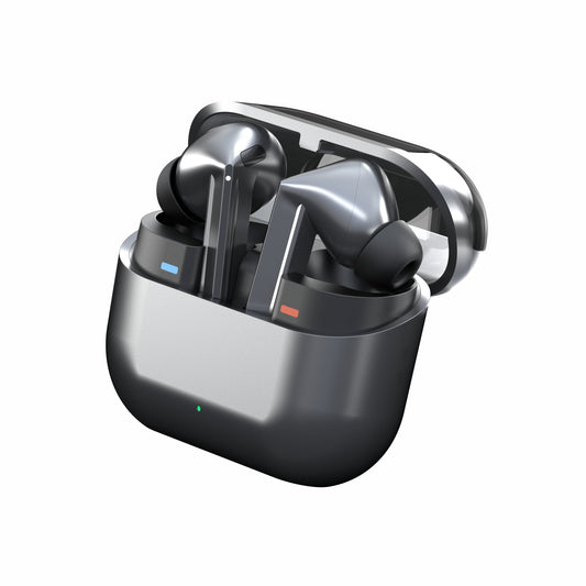 Unix Airbud Z11 Vamos True Wireless Earbuds in Silver Chrome with Charging Case