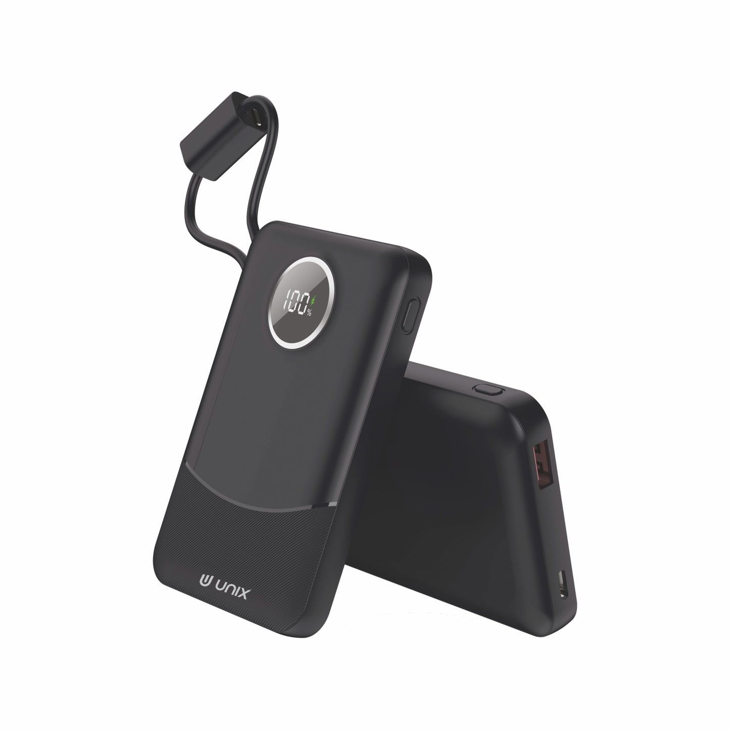 UNIX UX-1519 10000mAh Power Bank | 22.5W PD Fast Charging with Type-C & Lightning Cables, Digital Display & Smart Chip Protection