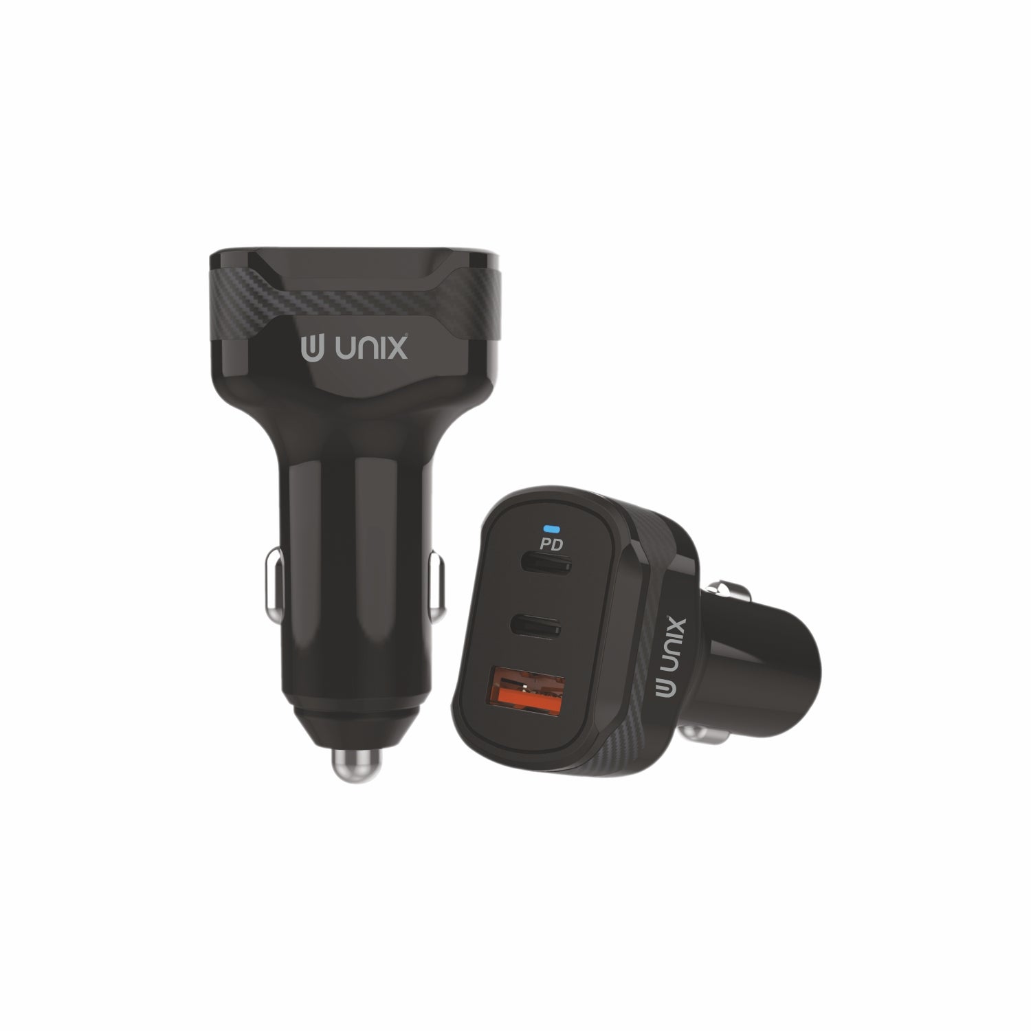 UNIX CC02 – 80W Triple Port Car Charger with PD & USB-A, Fast Charging & Multi-Protection