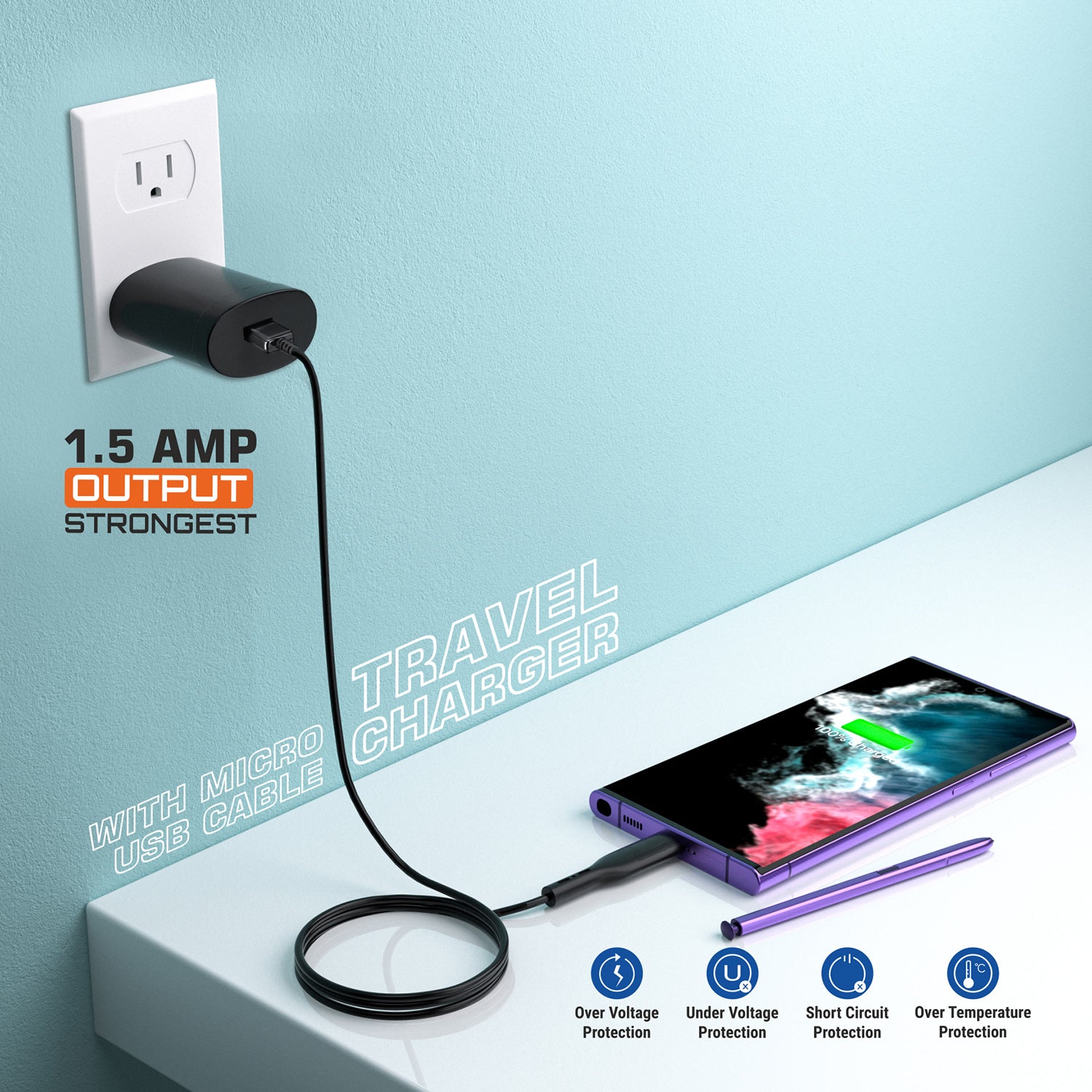 Unix UX-103 Pro Travel Charger with Micro USB Cable