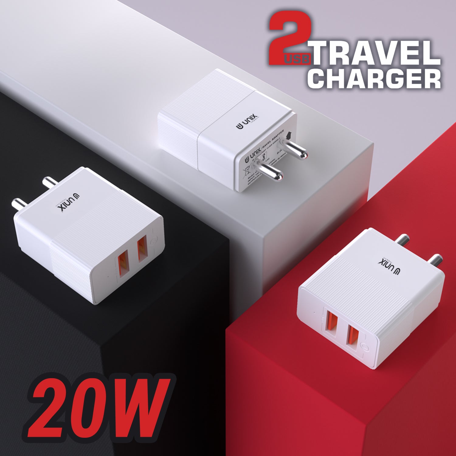 Unix UX-107 Dual USB Fast Travel Charger