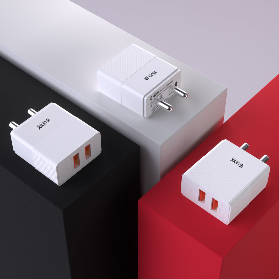 Unix UX-107 Dual USB Fast Travel Charger - Unixindia.