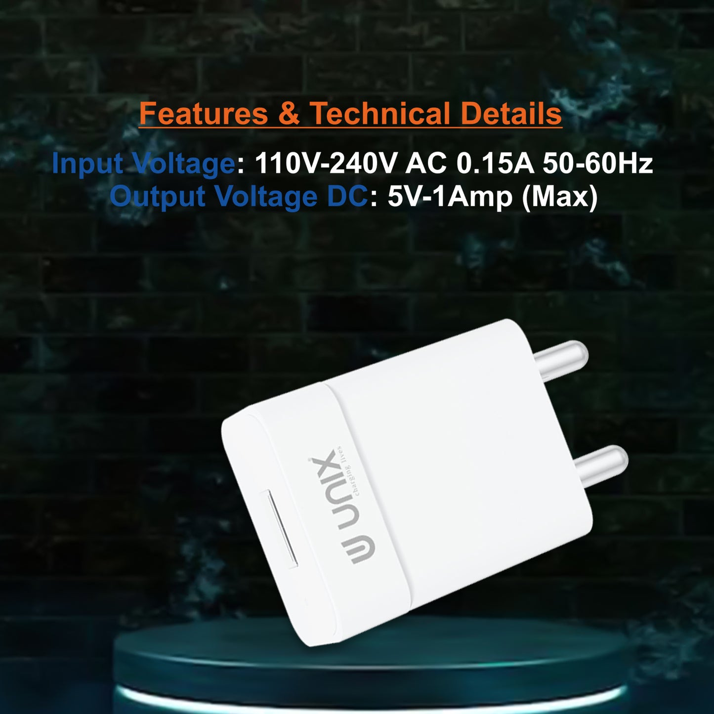 Unix UX-109 AC Adapter | 1.0A Fast Charging & Compact Design
