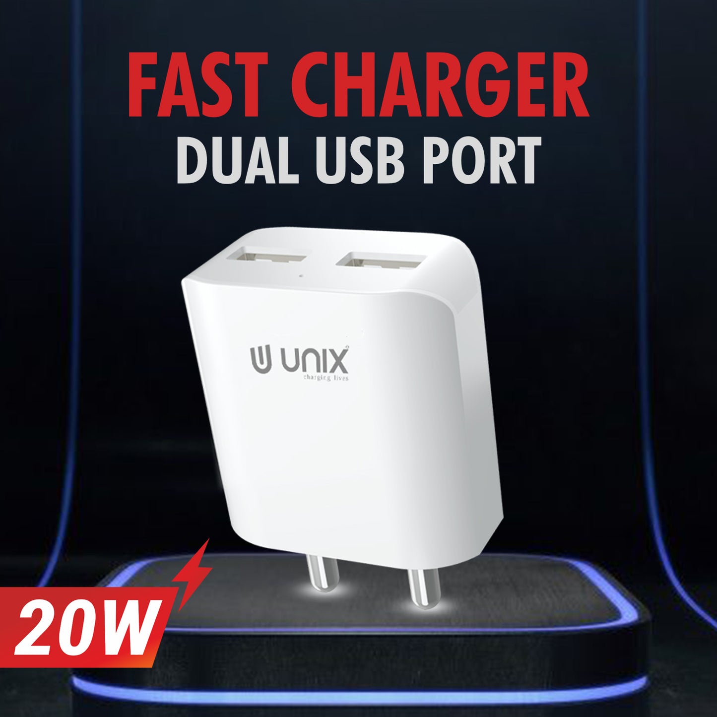 Unix UX-110 Fast Charger With Dual USB Port