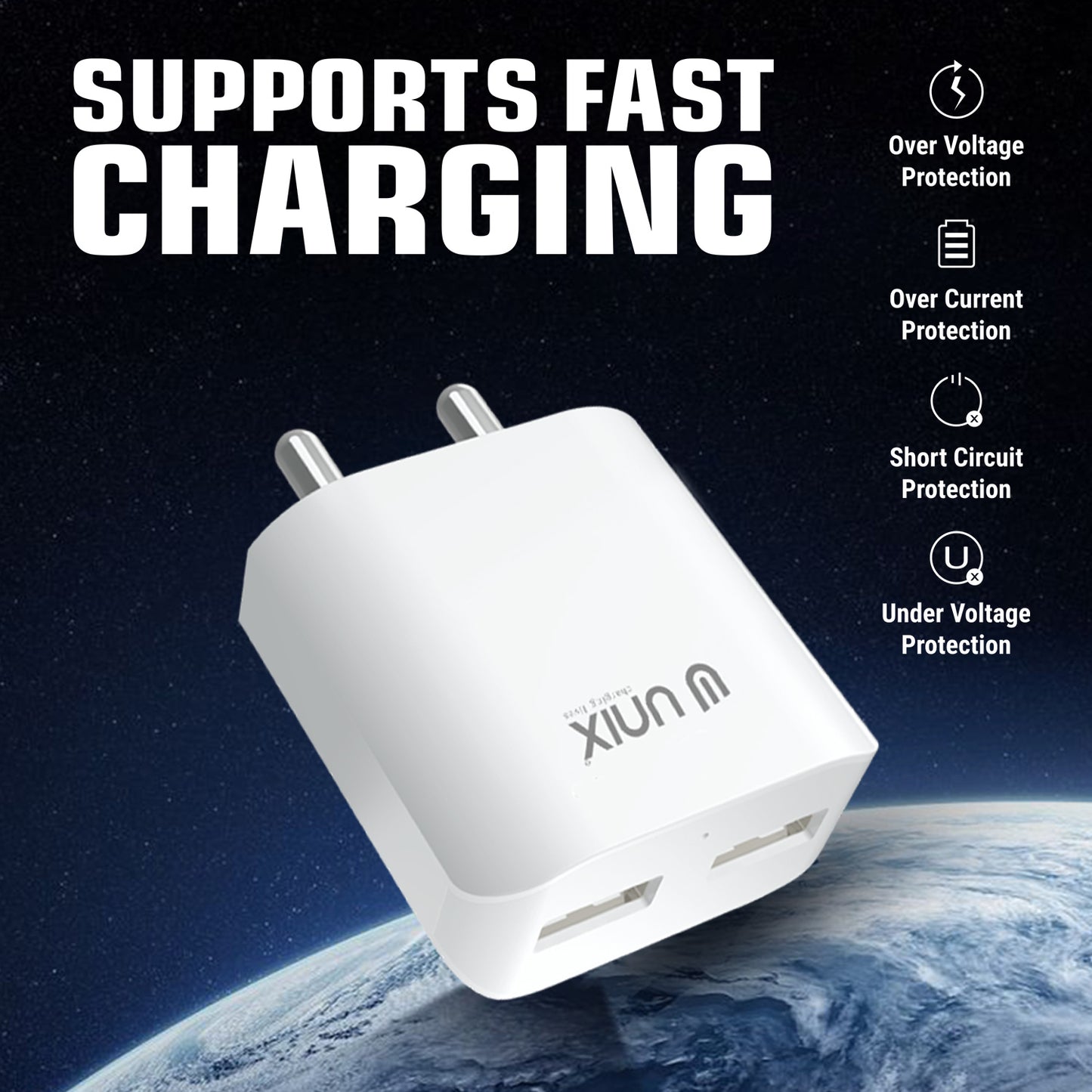 Unix UX-110 Fast Charger With Dual USB Port