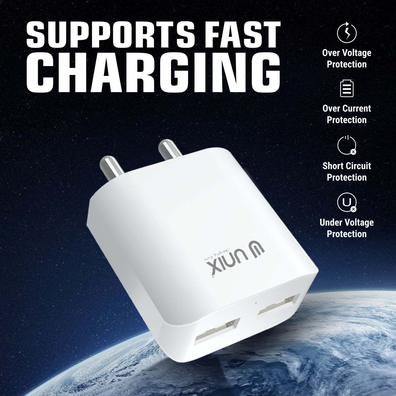 Unix UX-110 Fast Charger With Dual USB Port