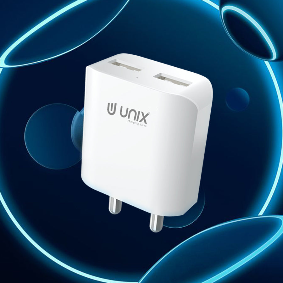 Unix UX-110 Fast Charger With Dual USB Port - Unixindia.