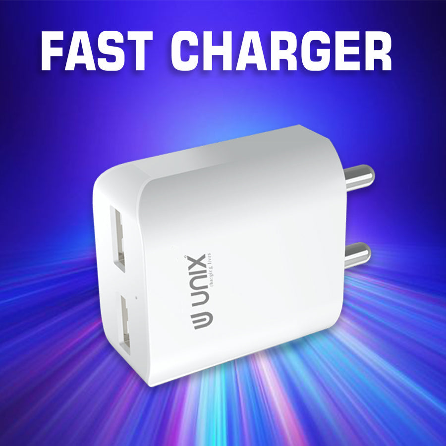 Unix UX-110 Fast Charger With Dual USB Port - Unixindia.