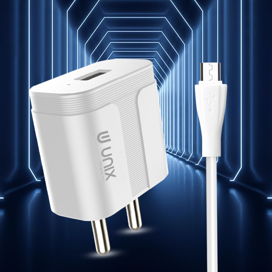 Unix UX-116 Micro USB Travel Charger Support Fast Charging - Unixindia.