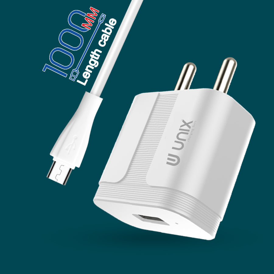 Unix UX-116 Micro USB Travel Charger Support Fast Charging - Unixindia.