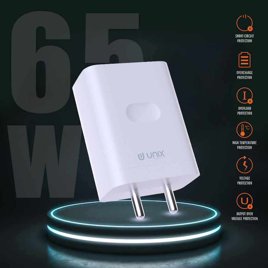 Unix UX-122 65W All In One PD Travel Charger - Precision and Power! - Unixindia.
