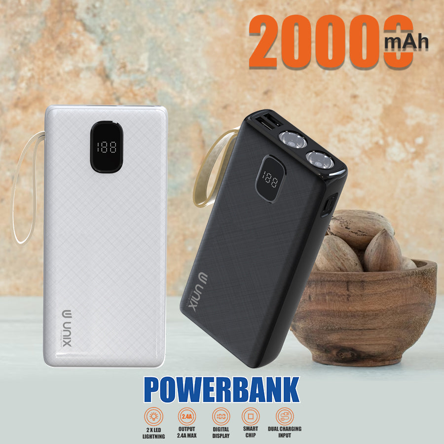 Unix UX-1524 20000 mAh Power Bank | Dual Inputs & Digital Display - Unixindia.