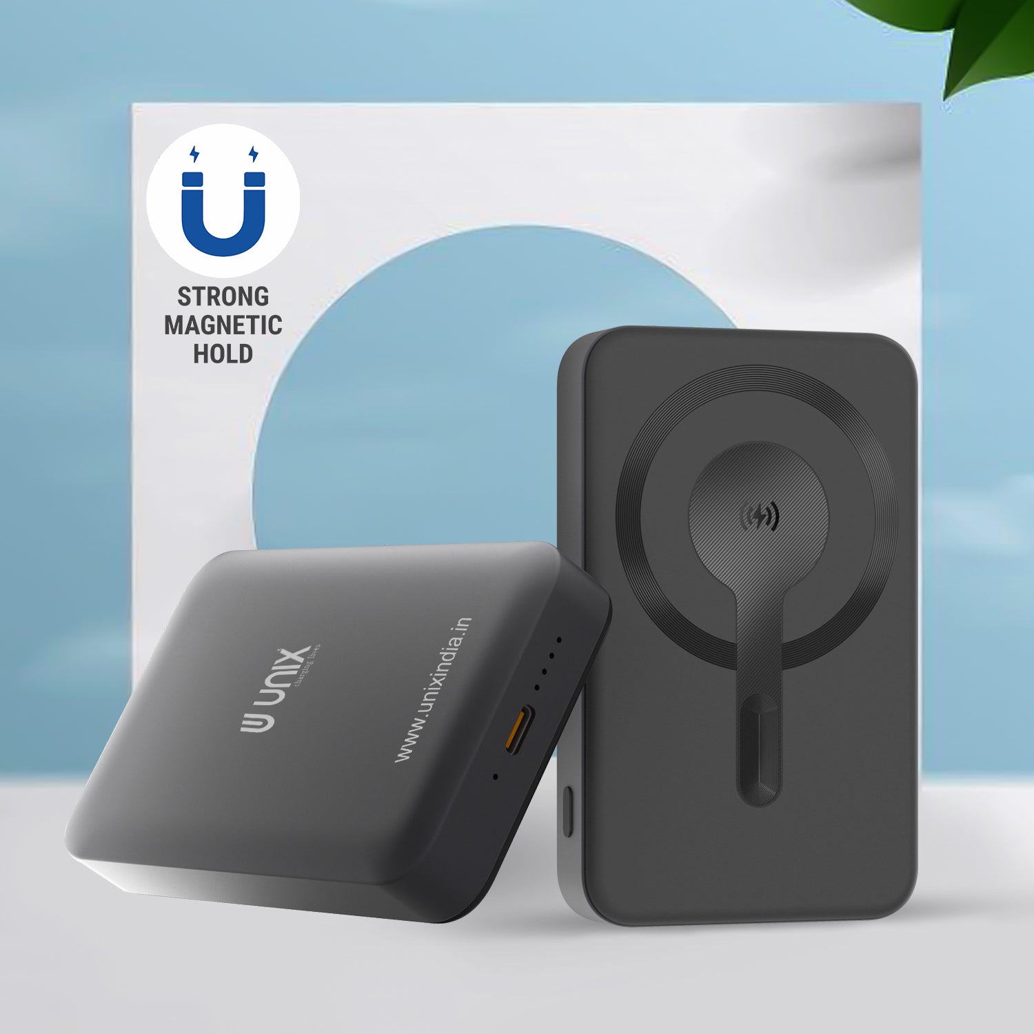 Unix UX-1531 10000mAh Power Bank - Fast Charging, Wireless Convenience, and Magnetic Hold