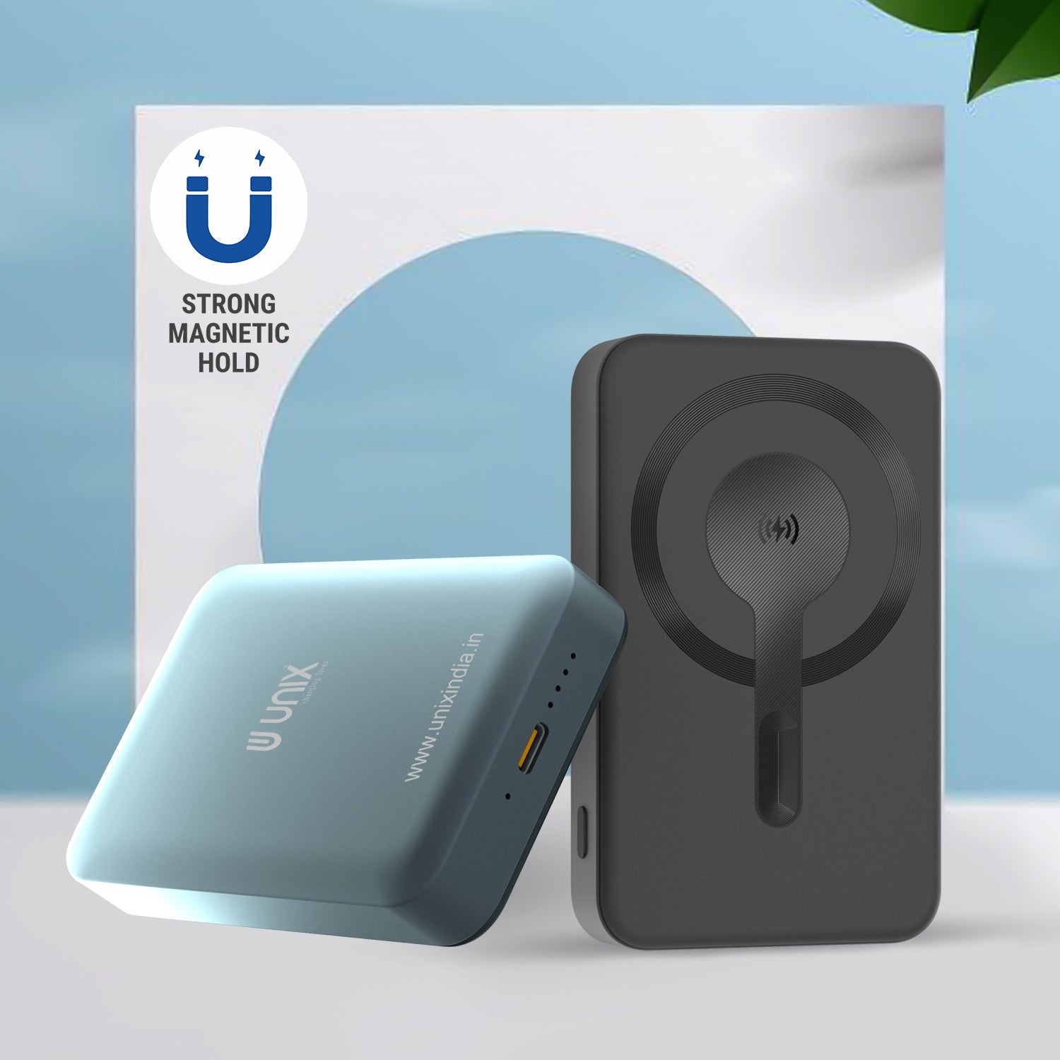 Unix UX-1531 10000mAh Power Bank - Fast Charging, Wireless Convenience, and Magnetic Hold