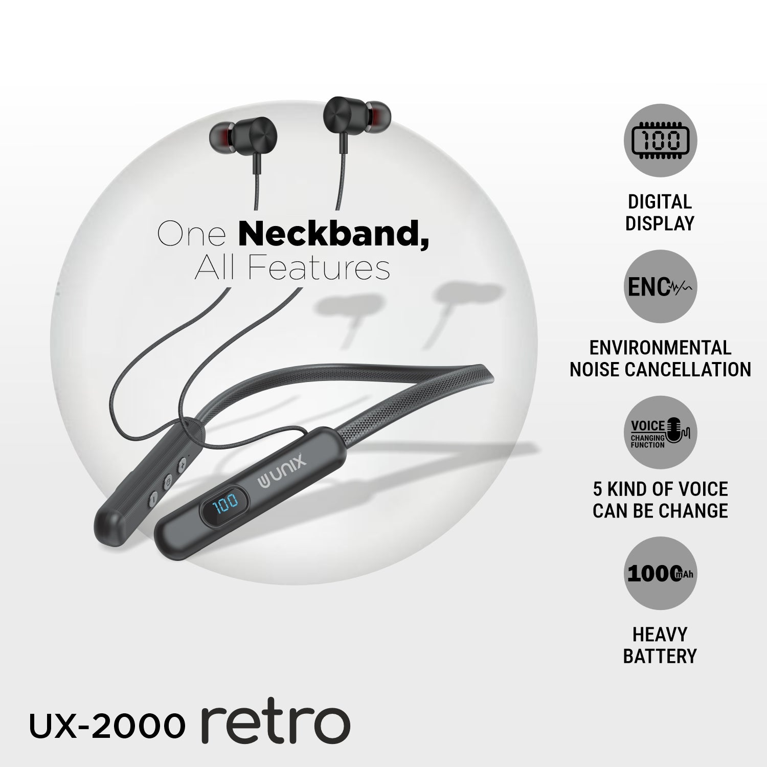 Unix UX-2000 Retro Best Wireless Neckband