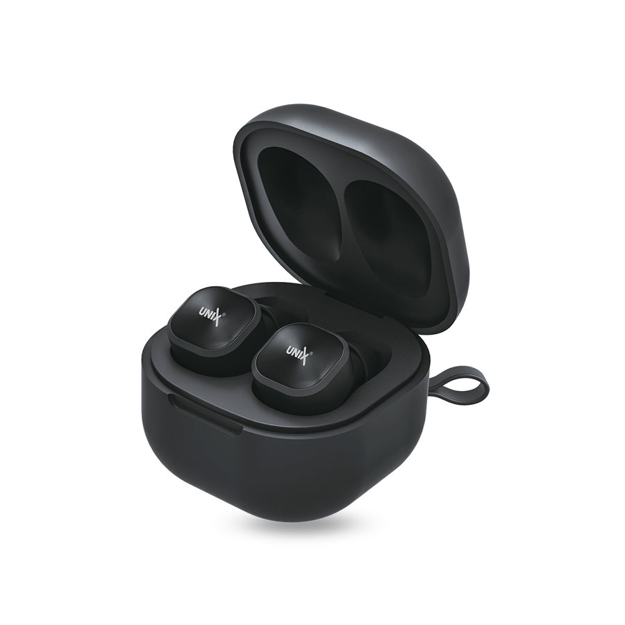 Unix UX-222 Opera Wireless Earbuds - Crystal Clear Calls and HIFI Sound front Black