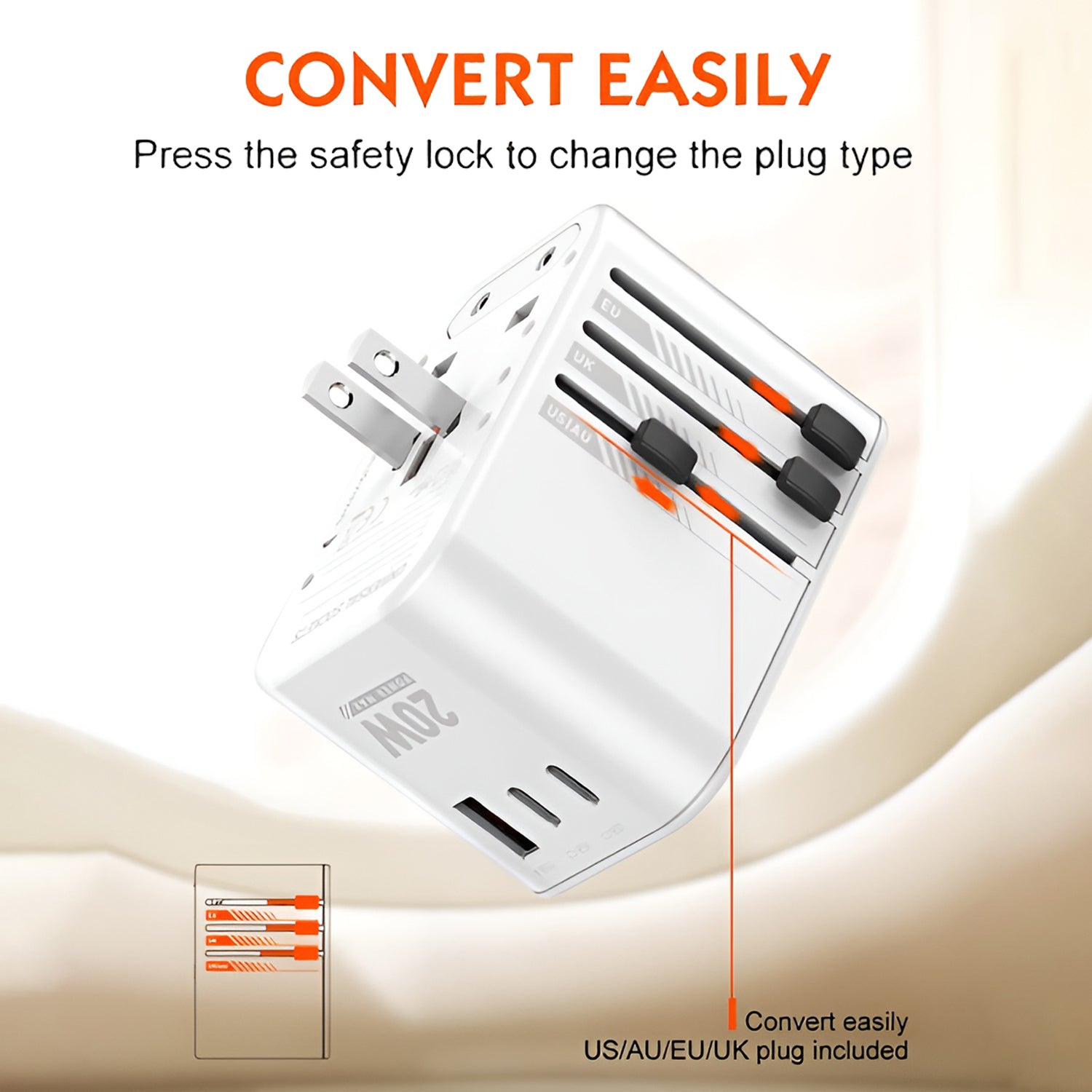 Unix UX230 - 20W Quick Charge Travel Adapter with PD20W + QC3.0 Super Fast Charging - Unixindia.