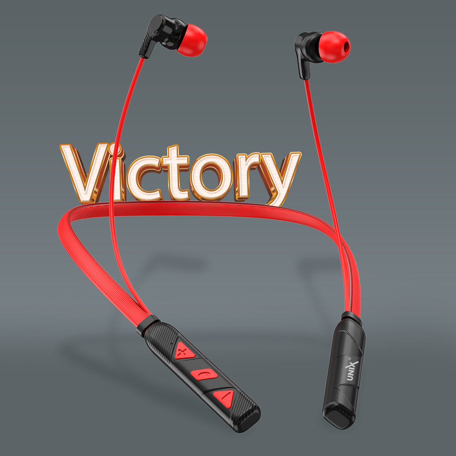 Unix UX-400 Victory Wireless Bluetooth Neckband | 22H Talk Time & V5.2 Red left