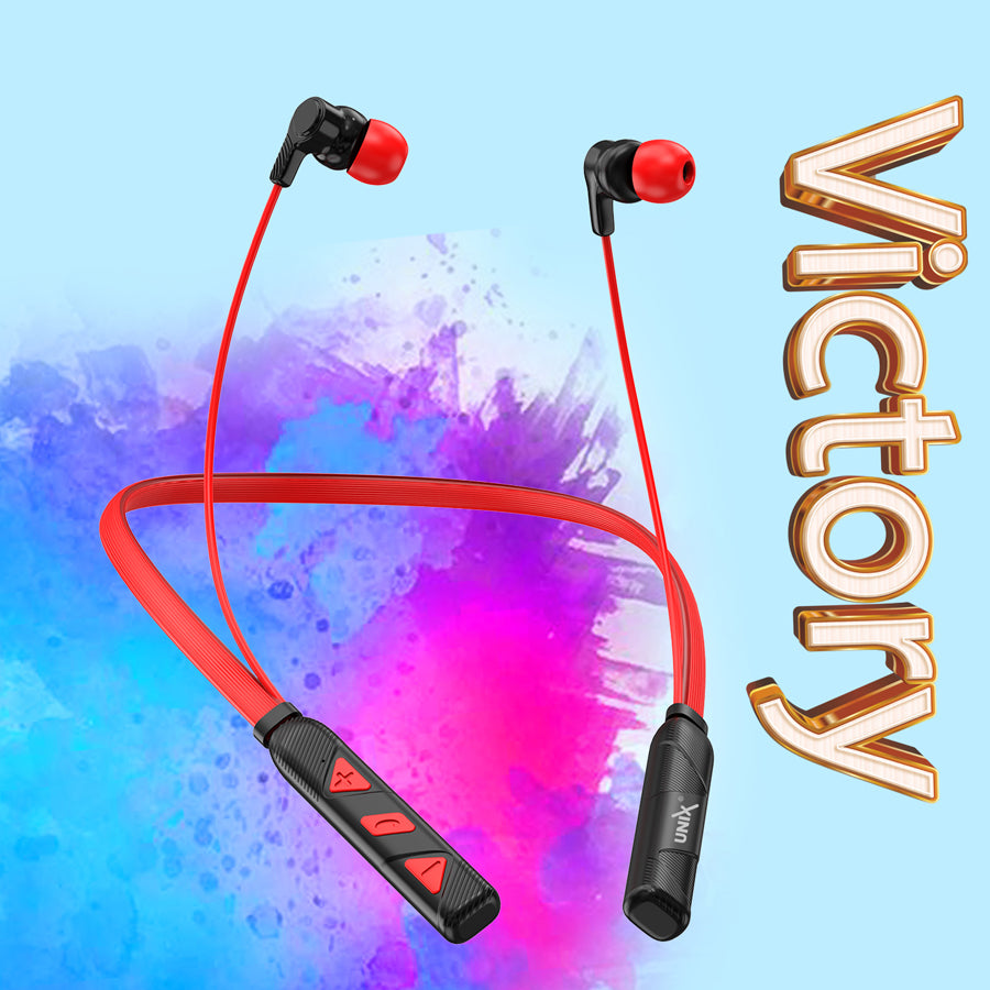Unix UX-400 Victory Wireless Bluetooth Neckband | 22H Talk Time & V5.2 Red up