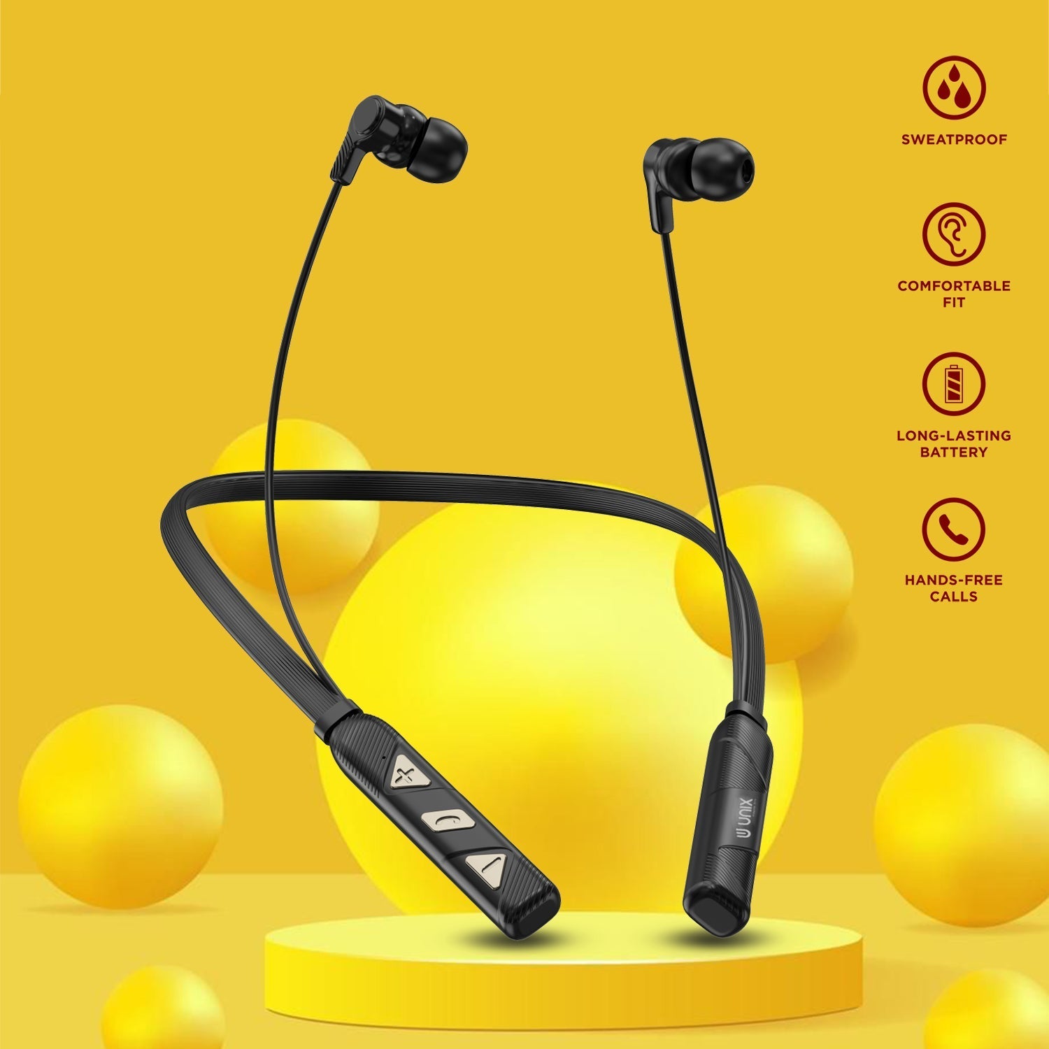 Unix UX-400 Victory Wireless Bluetooth Neckband | 22H Talk Time & V5.2 - Unixindia.