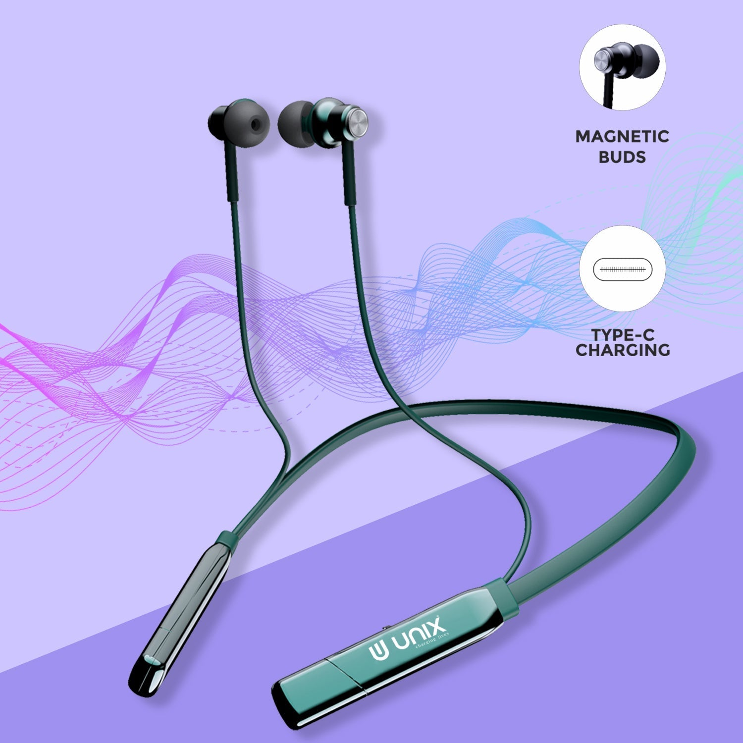 Unix UX-4000 Gear Wireless Bluetooth Neckband - Unixindia.