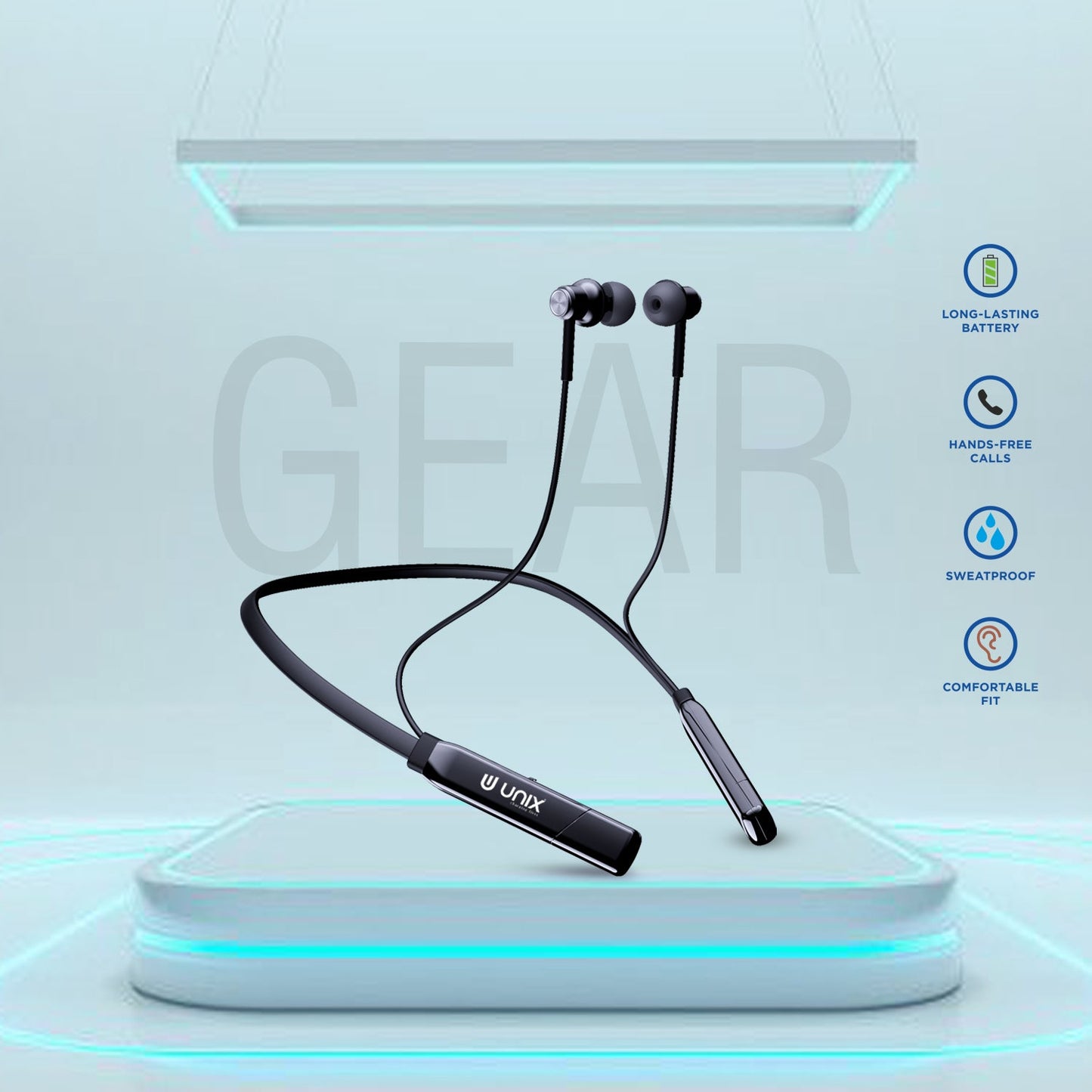 Unix UX-4000 Gear Wireless Bluetooth Neckband - Unixindia.